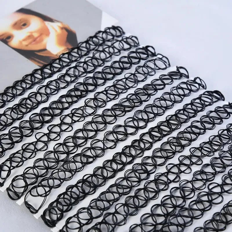 Collier Tour de Cou Gothique Vintage – Fil de Poisson Élastique Noir pour Femmes et Filles