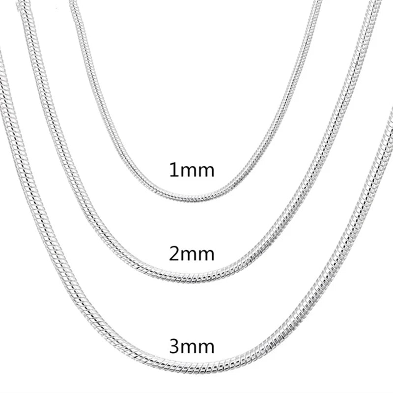 Collier Chaîne Serpent en Argent – Bijou Unisexe Élégant (1MM/2MM/3MM, 45–60cm)