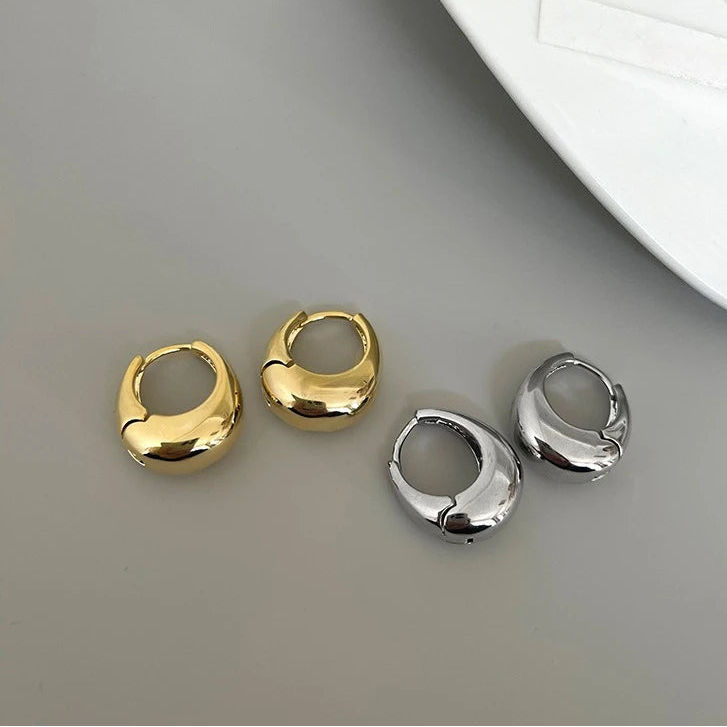 Boucles d'Oreilles Ovales LENNIK - Métal 3D Élégant Femme