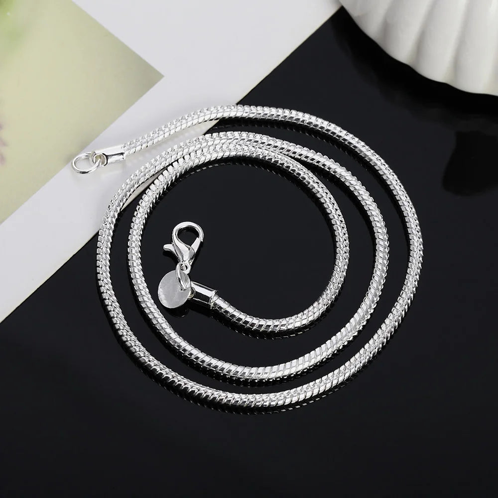 Collier Chaîne Serpent en Argent – Bijou Unisexe Élégant (1MM/2MM/3MM, 45–60cm)