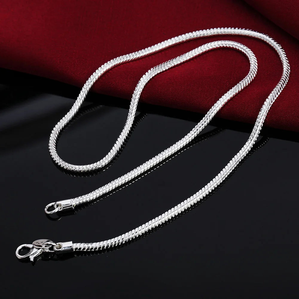 Collier Chaîne Serpent en Argent – Bijou Unisexe Élégant (1MM/2MM/3MM, 45–60cm)
