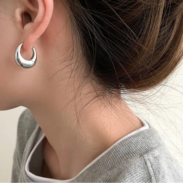 Boucles d'Oreilles Ovales LENNIK - Métal 3D Élégant Femme